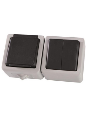 Διακοπτης κ/r  α/r kai Πριζα Σουκο Γκρι  Ip54