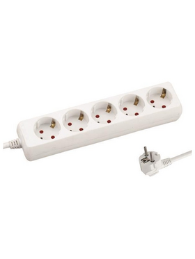 Πολυπριζο 5 Θεσεων με Καλωδιο 3x1,5mm 3m με Προστασια Επαφων