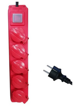 Πολυπριζο Στεγανο 5 Θεσεων Σουκο με Καλωδιο και Διακοπτη 3x1,5mm 1,5m με Προστασια Επαφων