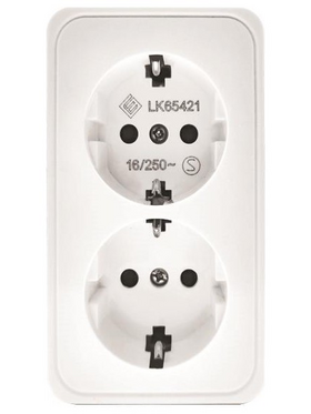 Πριζα Μινι Σουκο Διπλη Χωρις Καπακι Λευκη Ιp20