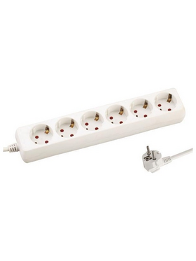 Πολυπριζο 6 Θεσεων με Καλωδιο 3x1,5mm 1,5m με Προστασια Επαφων