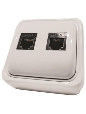 Πριζα Μινι Τηλεφωνου Διπλη Rj11 6p4c Λευκη Ip20
