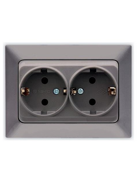 Πριζα Σουκο Διπλη Χωνευτη 16a Γραφιτης