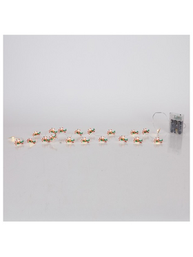 Σειρα, 20 Mini Led, Αγιος Βασιλης με Αεροπλανο, Μπαταριας 3xaa, Χρονοδιακοπτη, Ασημι Χαλκινο Καλωδιο, Θερμο Λευκο Led, ανα 10cm, Προεκταση Παροχης 30cm, Ip20