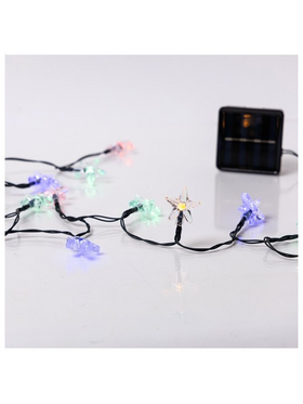 Σειρα, 60 led 5mm, Αστερια Πλαστικα, Ηλιακο Συλλεκτη με Αισθητηρα Φωτος, 8 Προγραμματα, Πρασινο pvc Καλωδιο, Πολυχρωμο Led, ανα 10cm, Προεκταση Παροχης 60cm, Ip44