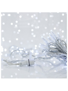 Σειρα, 100 led 5mm, 230v, 2 Επεκτασεις εωσ 9 Σετ, Λευκο Καουτσουκ Καλωδιο, Λευκο Led, ανα 10cm, Χωρις Παροχη, Ιρ65