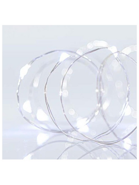 Σειρα, 100 Mini Led, 4,5v, Σταθερο, με Μετασχηματιστη, Προεκταση Παροχης 500cm, Ασημι Χαλκος, Λευκο Led, ana 10cm, Ιρ44