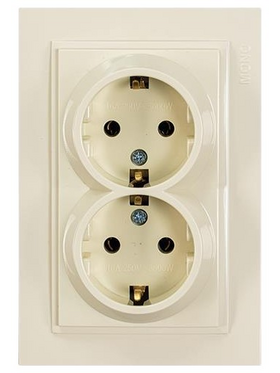 Πριζα Σουκο Διπλη Χωνευτη 16a Μπεζ