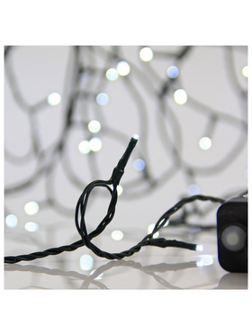 Σειρα, 300 led 3mm, 31v Μετασχηματιστη, 8 Προγραμματα & Μνημη, Πρασινο pvc Καλωδιο, Λευκο Led, ανα 5cm, Προεκταση Παροχης 3m, Ιρ44