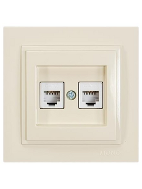 Πριζα Τηλεφωνου Διπλη rj 11 Μπεζ