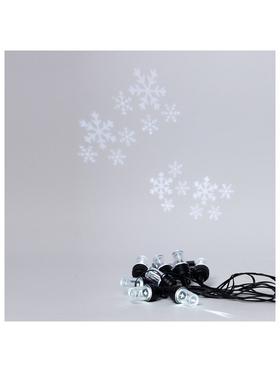 Γιρλαντα Προτζεκτορας 8 led me Σχεδιο Χιονονιφαδα, 4,5v Μετασχηματιστη, Σταθερο, Μαυρο pvc Καλωδιο, Λευκο Led, ανα 50cm, Προεκταση Παροχης 5m, Ip44