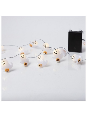 Σειρα, 20 Mini Led, Φαντασματακια me Κολοκυθες, Μπαταριας 3xaa, Χρονοδιακοπτη, Μαυρο Χαλκινο Καλωδιο, Θερμο Λευκο Led, ανα 10cm, Προεκταση Παροχης 30cm, Ip20