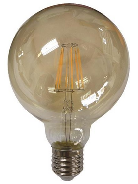 Λαμπα led Γλομπος G125 Filament 8w ε27 2400k 220-240v Gold Glass Dimmable