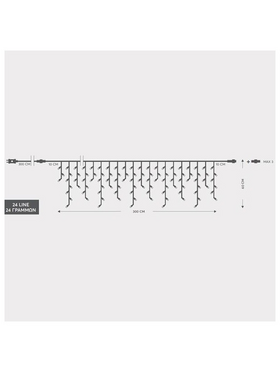 Βροχη,144 led 3mm,36v,επεκτ ωσ 3,8 Προγραμματα,μετασχημ/στη με Μνημη,προεκτ Παροχης 300cm,διαφανο Καλωδιο,λευκο Led,300x60cm (5/7/5/7),ιρ44