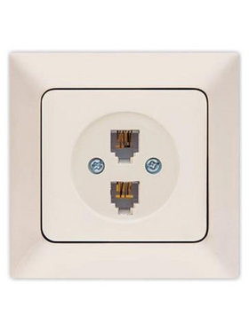 Πριζα Τηλεφωνου Διπλη rj 11 Μπεζ