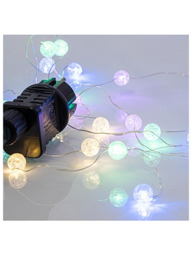 Κουρτινα, 140 Mini Led, με Κρακελε Μπαλες 1,3cm, 31v, με Μετασχηματιστη, Επεκταση εωσ 3, Ασημι Καλωδιο Χαλκου, 4 Χρωματα Led, 150x100cm, Προεκταση Παροχης 300cm, Ip44