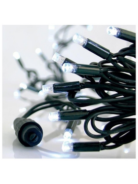 Σειρα, 100 led 5mm με Καλυμμα, 230v, 2 Επεκτασεις εωσ 9 Σετ, Πρασινο Καουτσουκ Καλωδιο, Λευκο led ana 10cm, Ιρ65 (Χωρις Προεκταση Παροχης)