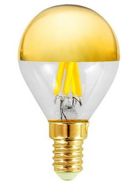Λαμπα led Σφαιρικη Crossed Filament 6.5w 806lm e14 2700k 220-240v Dimmable Αντεστραμενου Καθρεπτη Gold