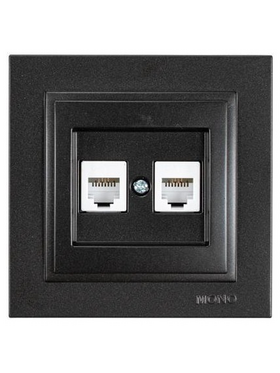 Πριζα Τηλεφωνου Διπλη rj 11 Μαυρο