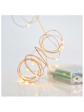 Σειρα, 20 Mini Led, Μπαταριας 3xaa, Χρονοδιακοπτη, Μπρονζε Χαλκινο Καλωδιο, Θερμο Λευκο led ana 10cm, Προεκταση Παροχης 10cm, Ip20