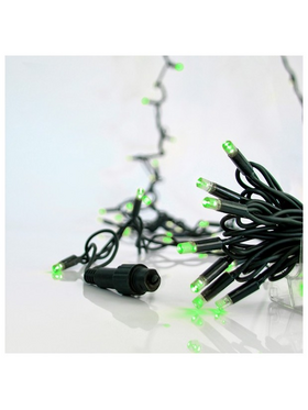 Σειρα, 100 led 5mm με Καλυμμα, 230v, 2 Επεκτασεις εωσ 9 Σετ, Πρασινο Καουτσουκ Καλωδιο, Πρασινο led ανα 10cm, Ιρ65 (Χωρις Προεκταση Παροχης)