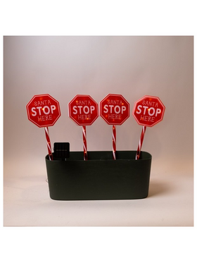 Σειρα, 36 Mini Led, 4 Πλαστικες Πινακιδες με Χριστουγεννιατικο Σχεδιο Stop Στην Κορυφη 15cm, με Ραβδι για το Εδαφος 37cm, Ηλιακο Συλλεκτη με Αισθητηρα, 8 Προγραμματα, Διαφανο Flat Χαλκινο Καλωδιο, Θερμο Λευκο Led, ana 1m, Προεκταση Παροχης 1m, Ip44