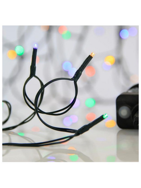 Σειρα, 100 led 3mm, 31v Μετασχηματιστη, 8 Προγραμματα & Μνημη, Πρασινο pvc Καλωδιο, Χρωματιστο Led, ανα 5cm, Προεκταση Παροχης 3m, Ιρ44