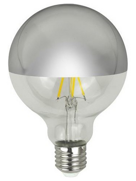 Λαμπα led Γλομπος g95 Crossed Filament 8w 900lm e27 3000k 220-240v Dimmable Αντεστραμενου Καθρεπτη Ασημι