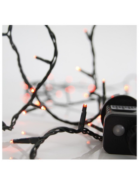 Σειρα, 100 led 3mm, 31v Μετασχηματιστη, 8 Προγραμματα & Μνημη, Πρασινο pvc Καλωδιο, Κοκκινο led ανα 5cm, Προεκταση Παροχης 3m, Ιρ44