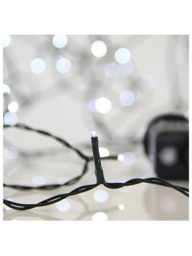 Σειρα, 240 led 3mm, 31v, 8 Προγραμματα, Μετασχηματιστη με Μνημη, Προεκταση Παροχης 300cm, Πρασινο Καλωδιο, Λευκο Led,ανα 5cm,ιρ44