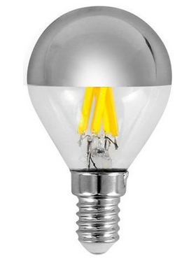 Λαμπα led Σφαιρικη Crossed Filament 6.5w 806lm e14 2700k 220-240v Dimmable Αντεστραμενου Καθρεπτη Ασημι
