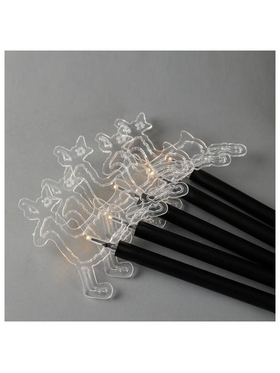 Σειρα, 5 led 3mm, 5 Ταρανδοι με Ραβδι για Εδαφος 37cm, Ηλιακο Συλλεκτη με Αισθητηρα, Μαυρο Καλωδιο, Θερμο Λευκο led ανα 35cm, Προεκταση Παροχης 200cm, Ip44