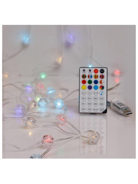 Σειρα, 100 Smart Mini Led, Κρακελε Μπαλιτσες 2cm, Usb, Διαχειριση Προγραμματος με Εφαρμογη, Τηλεχειριστηριο, Διαφανο Πλακε Χαλκινο Καλωδιο, rgb Led, ana 15cm, Προεκταση Παροχης 3m, Ip20 (Roll Pack)