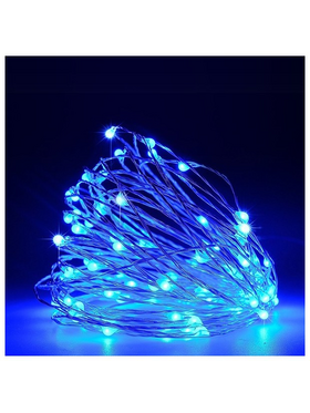Σειρα, 100 Mini Led, 4,5v Μετασχηματιστη, Σταθερο, Ασημι Χαλκινο Καλωδιο, Μπλε Led, ανα 10cm, Προεκταση Παροχης 5m, Ιρ44