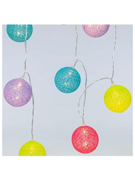 Σειρα, 10 led 5mm, με Μετασχηματιστη, Προεκταση Παροχης 300cm, Θερμο Λευκο με Χρωματιστες Μπαλες, ανα 15cm, Ip44