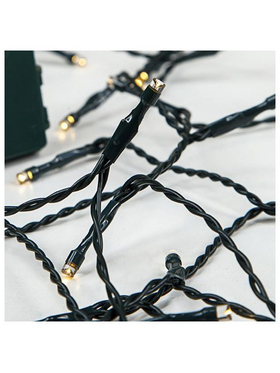 Σειρα 50 led 5mm, Mπαταριας 3xaa, Timer, Πρασινο pvc Καλωδιο, Θερμο Λευκο Led, ana 10cm, Προεκταση Παροχης 30cm, Ip20, Display box (24τμχ)