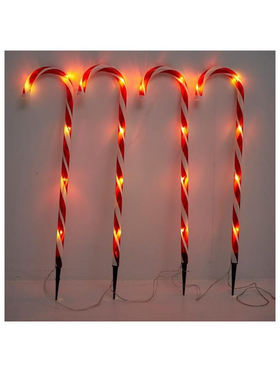 Σειρα, 4 Πλαστικα Γλειφιτζουρια Κοκκινα & Ασπρα 70cm, Φ2.5cm, Ηλιακο Συλλεκτη με Αισθητηρα Φωτος, 8 Προγραμματα, 40 Θερμα Λευκα Led, ανα 50cm, Προεκταση Παροχης 1.5m, Ip44