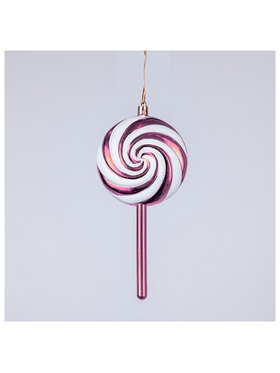 Πλαστικο Στολιδι, Γλειφιτζουρι, ροζ Λευκο, σετ 2τμχ, 19cm