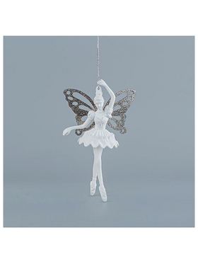 Νεραιδα Ακρυλικη, με Γκρι Φτερα, με Glitter, 9,7x15,7cm