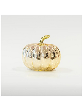 Γυαλινη Κολοκυθα Φωτιζομενη, Χρυση, 14.5cm