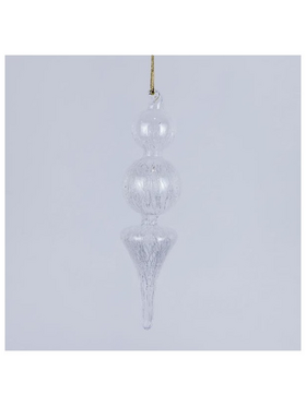 Γυαλινο Στολιδι, Διαφανο, με Σχεδια στο Εσωτερικο, σετ 2τμχ, 17cm