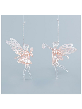 Νεραιδα Ακρυλικη, 2 Σχεδια, με ροζ Glitter, 8,8x15,2cm