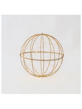 Μεταλλικη Μπαλα, Φωτιζομενη, 240 Θερμα Λευκα Led, με Μετασχηματιστη, Χαλκου, 500cm Προεκταση Παροχης, 40cm, Ip44