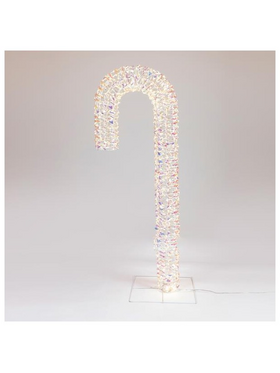 Φωτιζομενο Μπαστουνι Ιριδιζον 100cm, 960 Led, 24v Μετασχηματιστη, Timer , Ασημι Χαλκινο Καλωδιο, Θερμο Λευκο Led, Προεκταση Παροχης 5m, Ip44