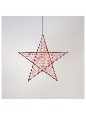 Αστερι Φωτιζομενο 78cm, 240 Led, 4,5v Μετασχηματιστη, Timer, Μαυρος Μεταλλικος Σκελετος, Μαυρο Χαλκινο Καλωδιο, Κοκκινο Led, Προεκταση Παροχης 5m, Ip44