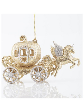 Αμαξα Κολοκυθα Ακρυλικη Χρυση, με Αλογο, 13,3x7,6cm