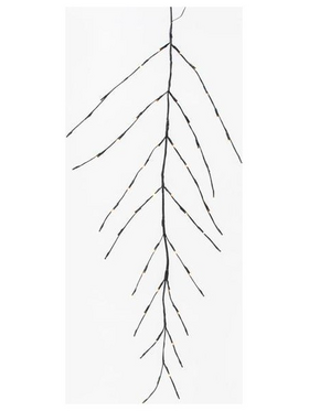 Φωτιζομενο Κλαδι, 60 Θερμα Λευκα Led, Καφε, Μπαταριας, με Timer, 150cm