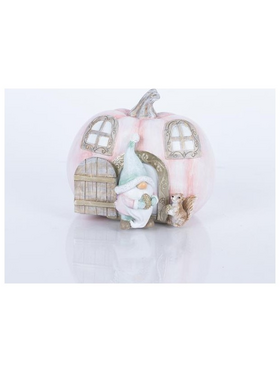 Διακοσμητικο Πολυρεζιν, Κολοκυθα με Νανο, Ροζ, 12.5x15x13cm