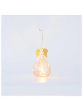 Γυαλινο Κηροπηγιο, Αγγελος, Ροζ, 9x15cm