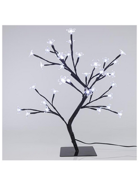 Δεντρο Κερασια, 36 led 5mm, με Λουλουδια Σιλικονης, με Μετασχηματιστη, Προεκταση Παροχης 500cm, Λευκο Led, 45cm, Ip44